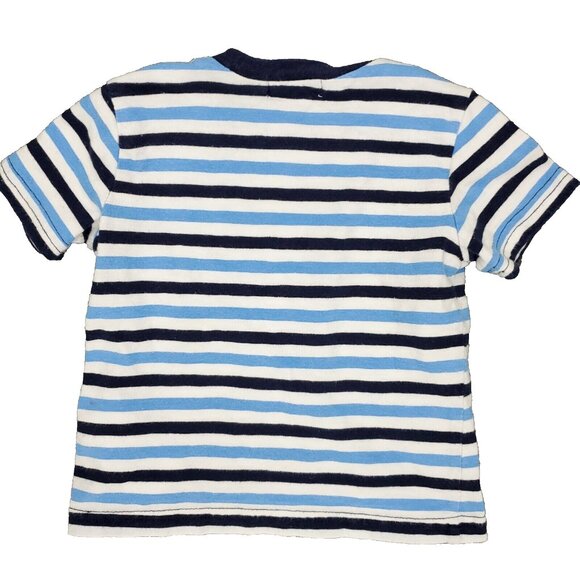 Ralph Lauren T-shirt Baby Boys 9M Months Blue White Short Sleeve Striped - Picture 7 of 9